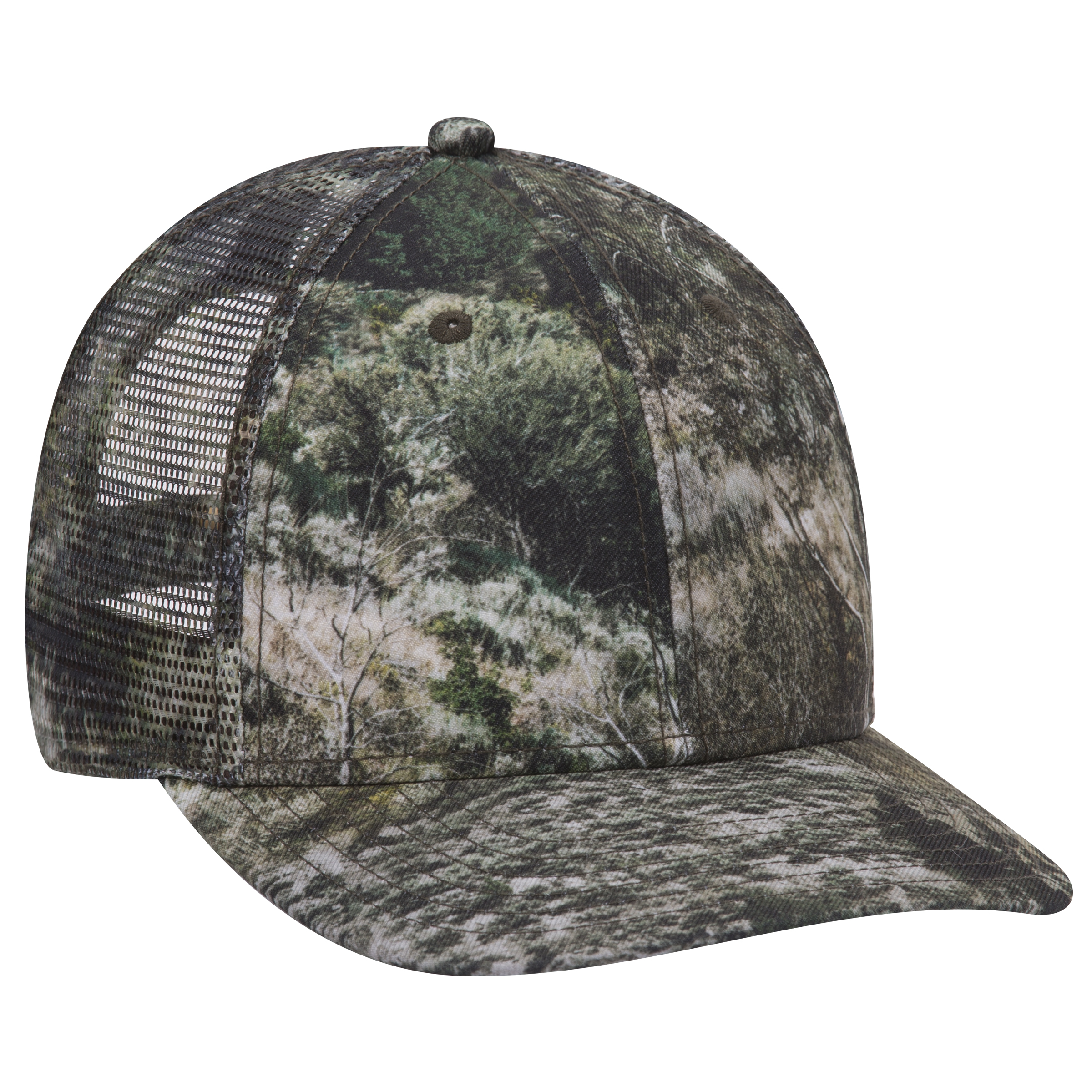 OTTO CAP® Mossy Oak Camouflage Superior Polyester Twill 6 Panel Low Profile Mesh Back Trucker Hat 14