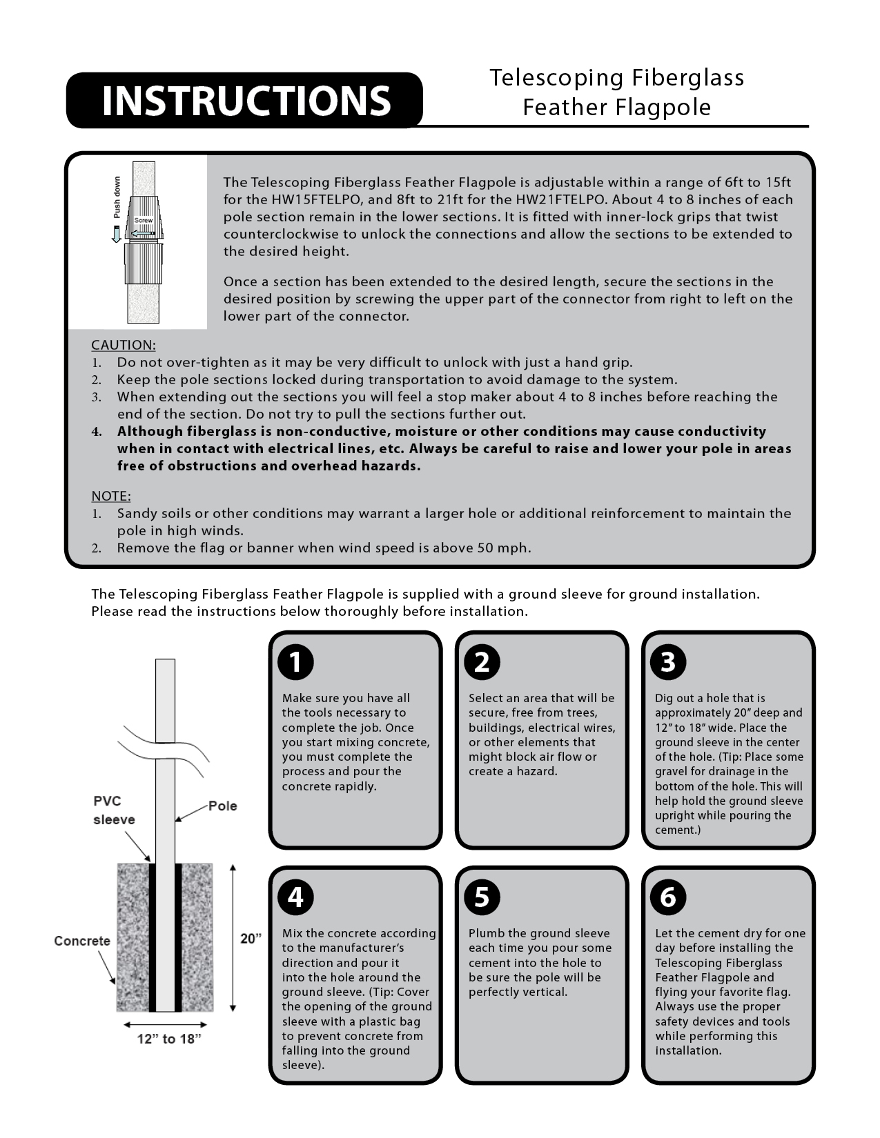 15' Telescoping Fiberglass Pole 7
