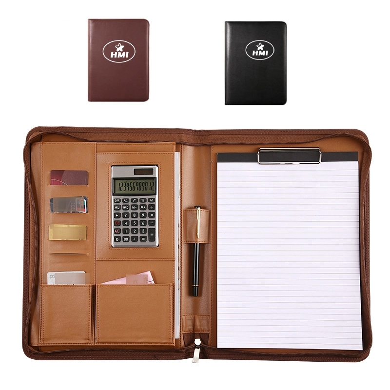 Superior Vegan Leather Business Portfolio With Calculator 1