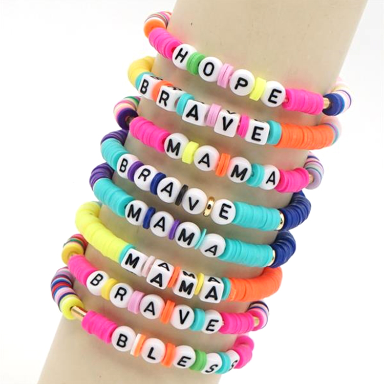 Letter Beaded Sweet Soft Clay Bracelet 3