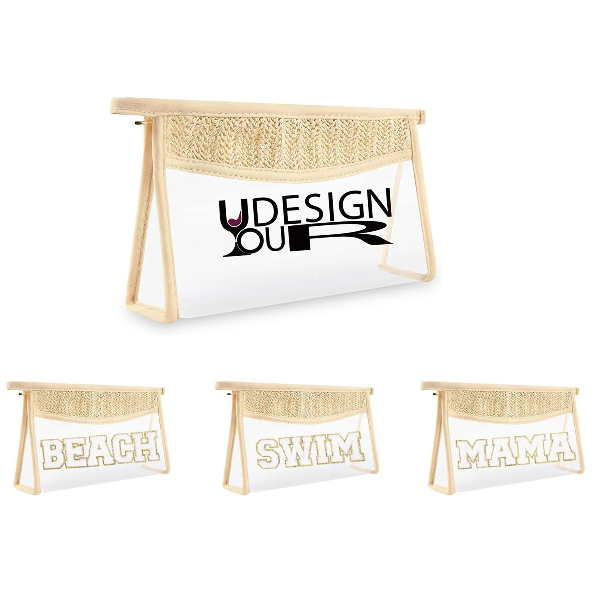 Clear PVC & Straw Cosmetic Bag - Leakproof Organizer