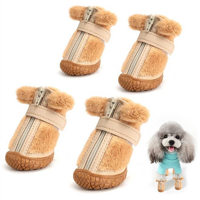 Winter plush dog shoes 2