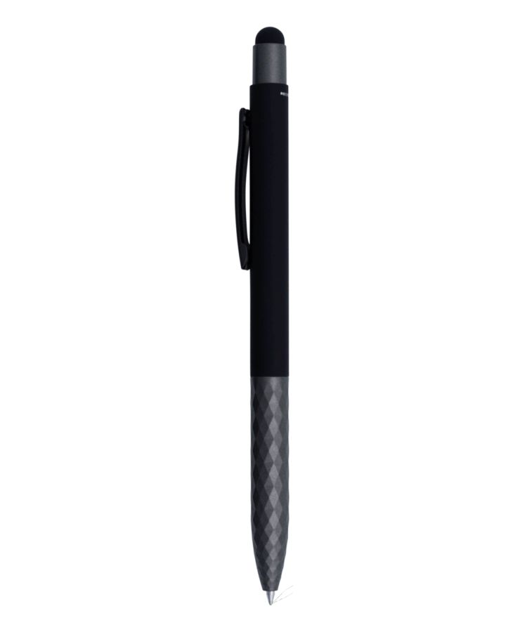 Union Printed - Geometric Stylus Satin Soft Touch Gel Click Recycled Aluminum Pen 2