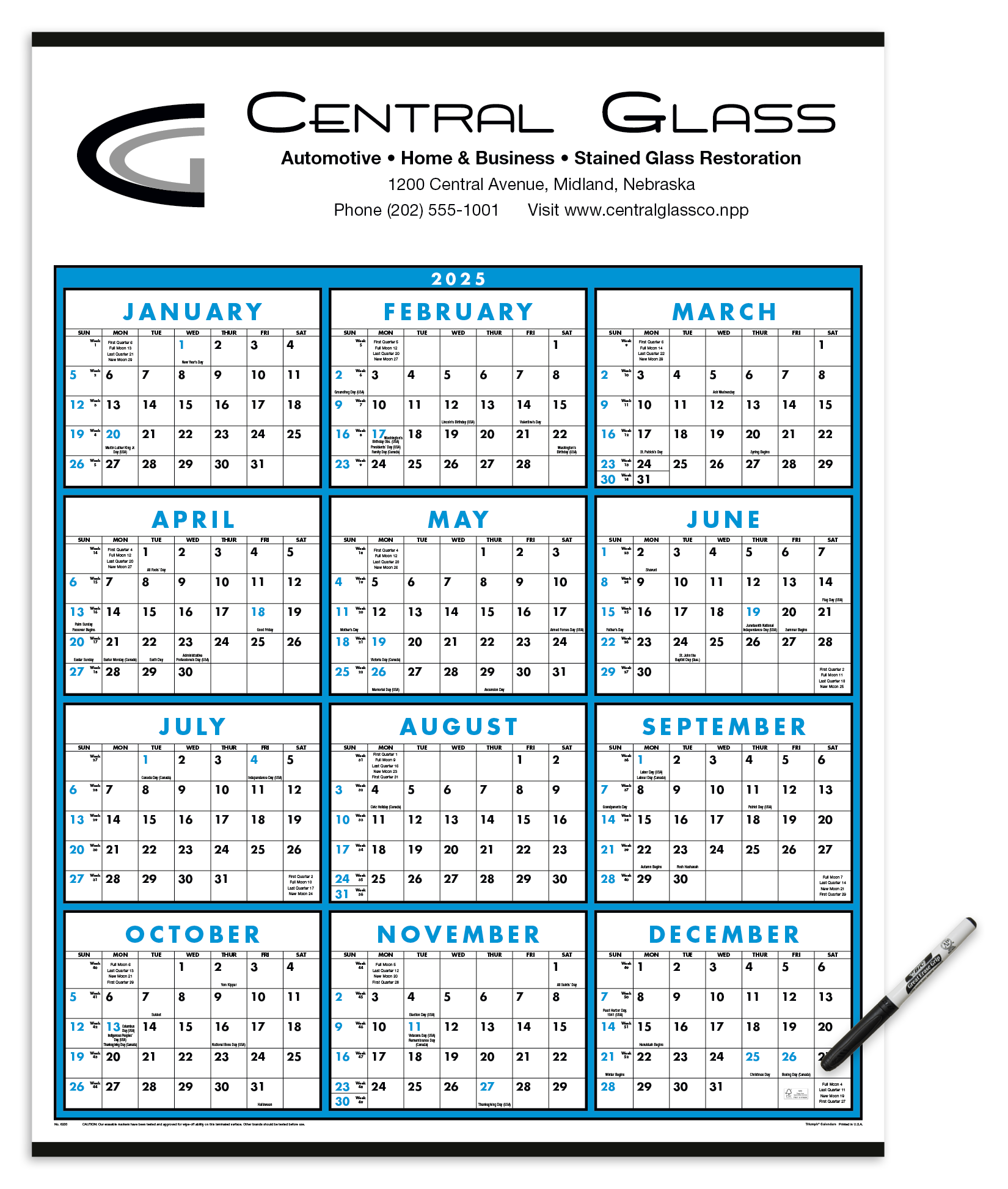 Triumph® Calendars Span-A-Year (Laminated with Marker) Calendar 3
