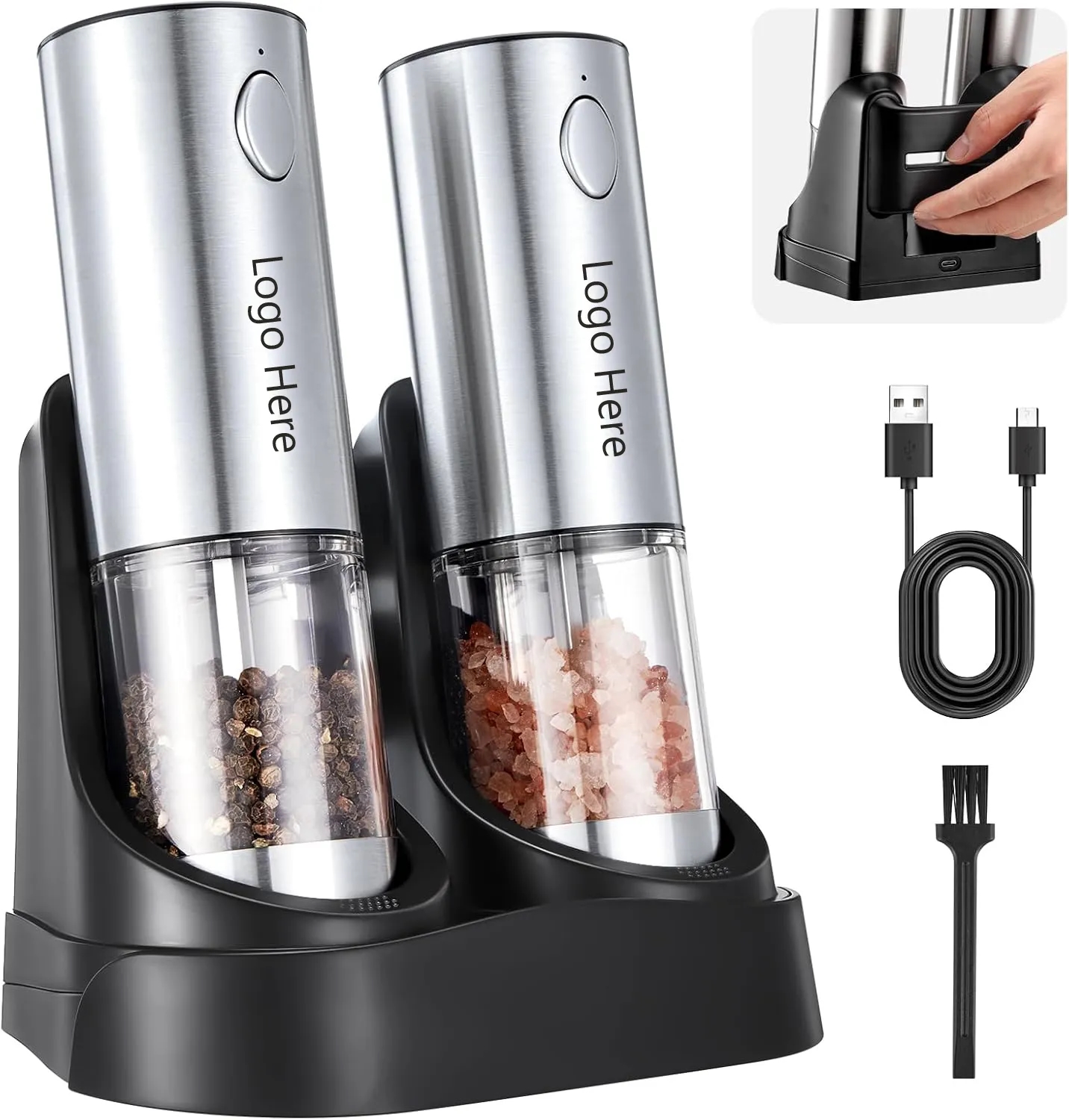 Upgraded Rechargeable Electric Salt and Pepper Grinder Set 5