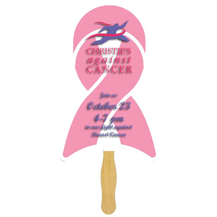Ribbon Glued Hand Fan (1 Side/ Four Color Process Imprint)