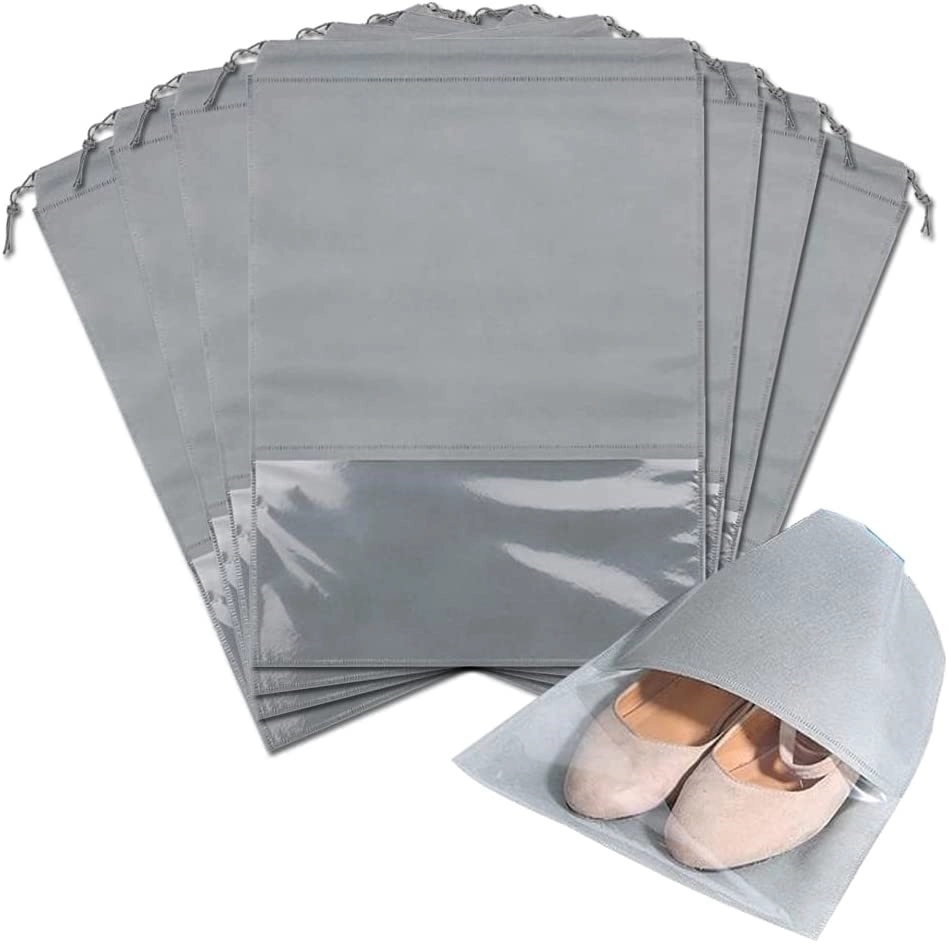 Non-Woven Dust-Proof Drawstring Shoe Bag With Clear Window 2
