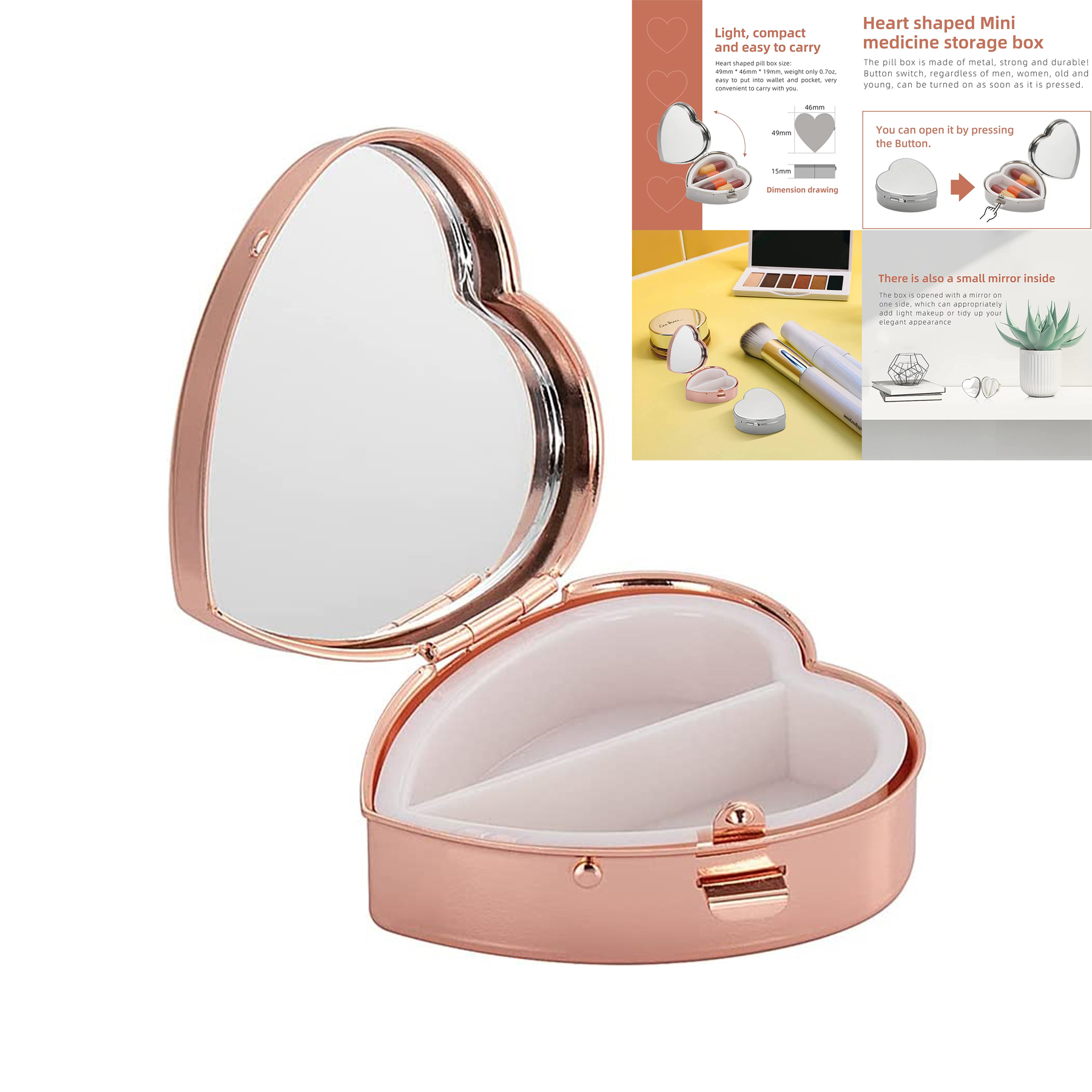 Heart-Shaped Mini Drug Storage Box
