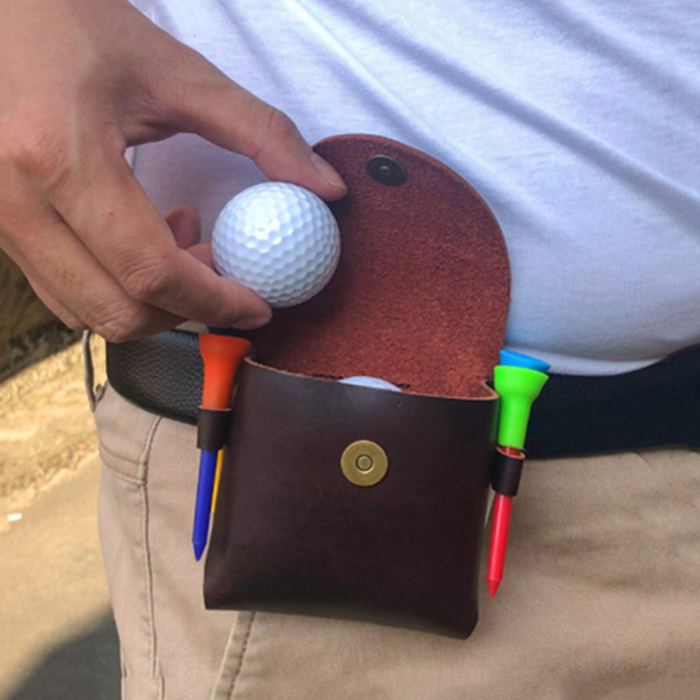 Vintage Leather Golf Ball Holder Bag 6