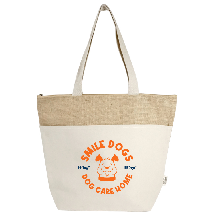 Portland Recycled Cotton Top Zipper Jute Tote 7