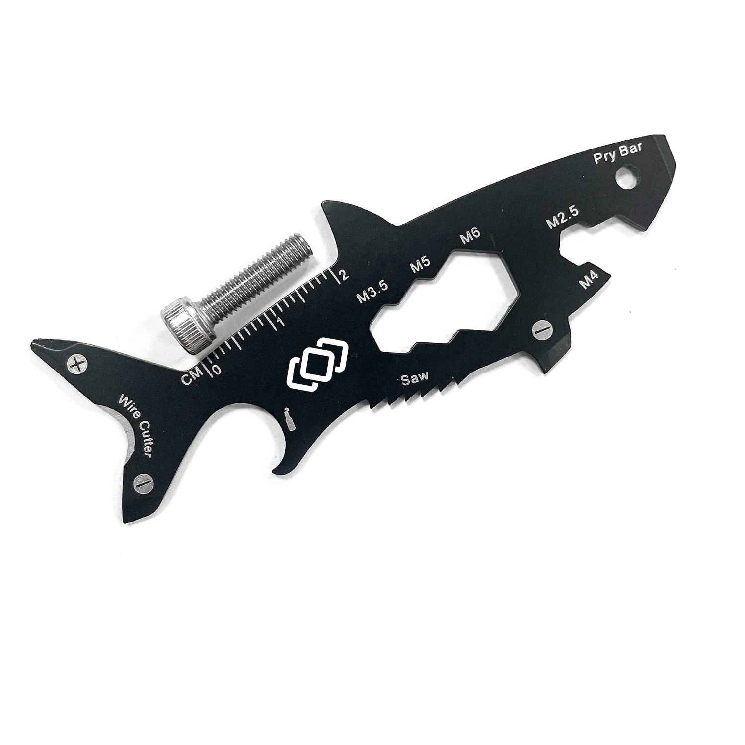 GearCard 15-in-1 Shark-Shaped Multi-Tool Card – Stainless Steel Wallet EDC Gadget 17