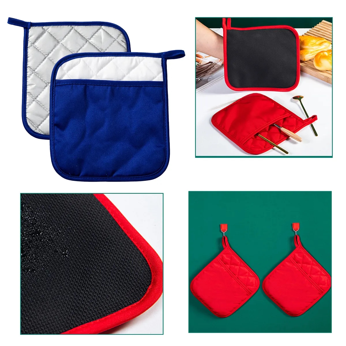 BBQ Heat Resistant Microwave Cooking Gloves Oven Mitts 5