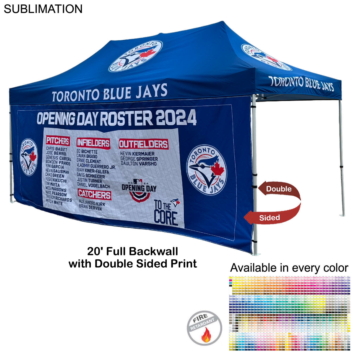 48 Hr Quick Ship - Full 20' Back Wall for 10x20 Tent Kit, Sublimated, Double Sided Print 7