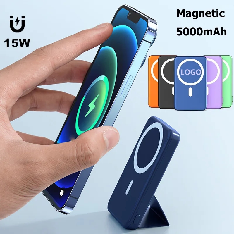 5000mAh Magnetic Wireless Power Bank With Phone Stand 3