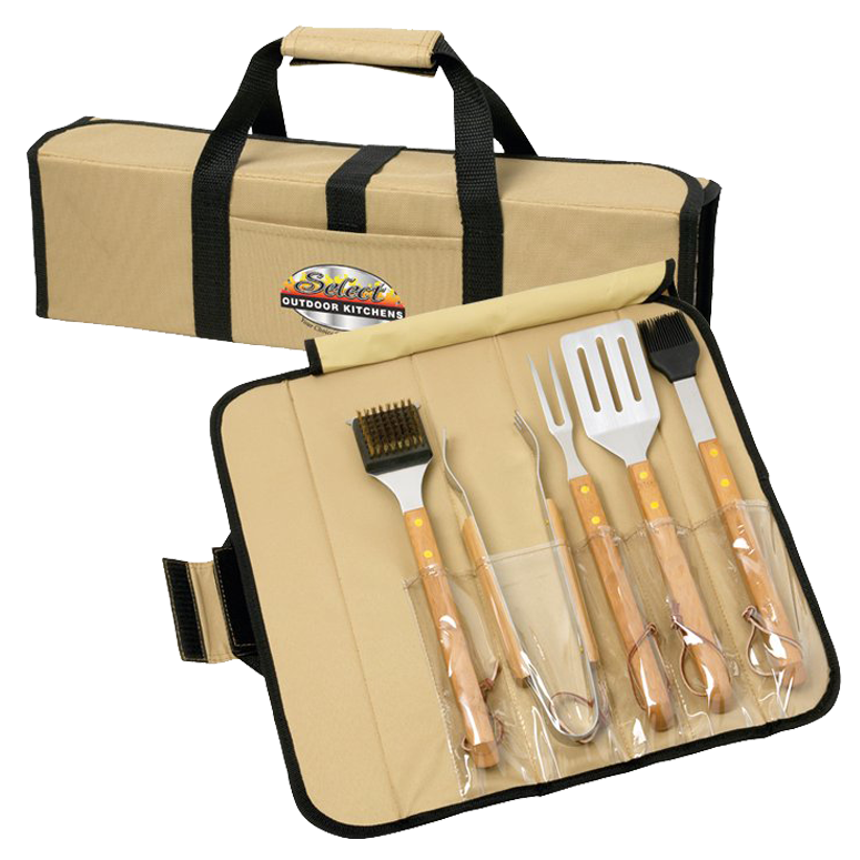 5 Piece BBQ Set (Bamboo) in Roll-Up Case 10