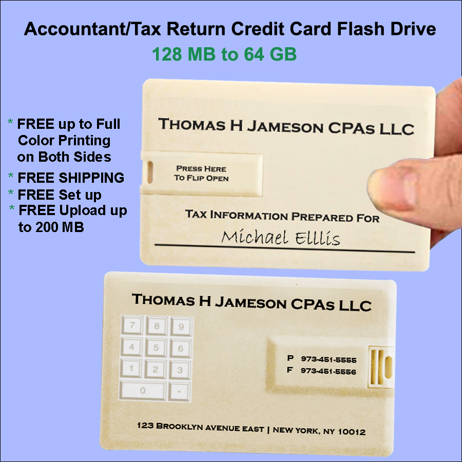 Accountant Tax Return Slim Card Flash Drive -16 GB Memory