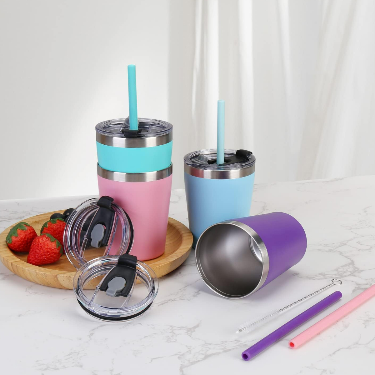 8oz Insulated Tumbler with Straw 2