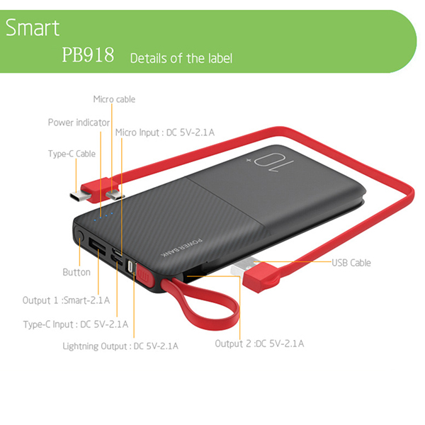 Portable Charger Power Bank 10000mAh Capacity 2