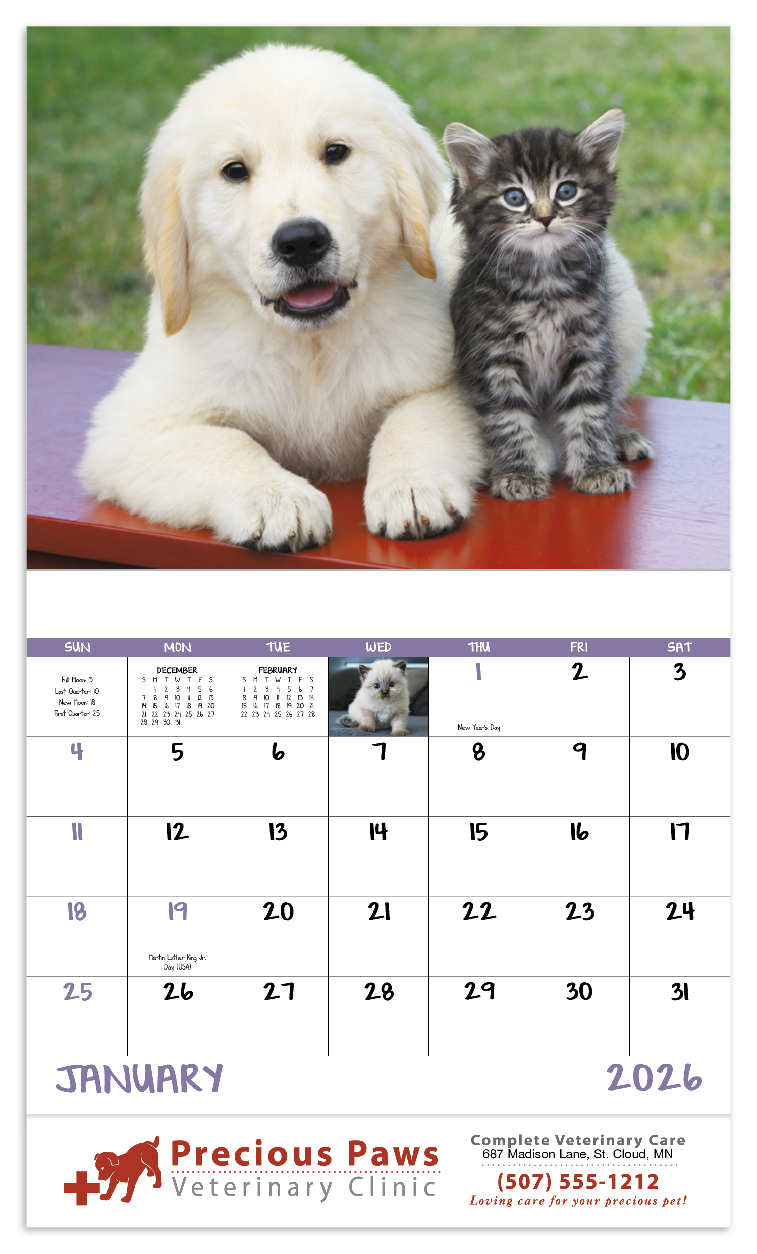 Good Value™ Puppies & Kittens - Stapled Calendar 30