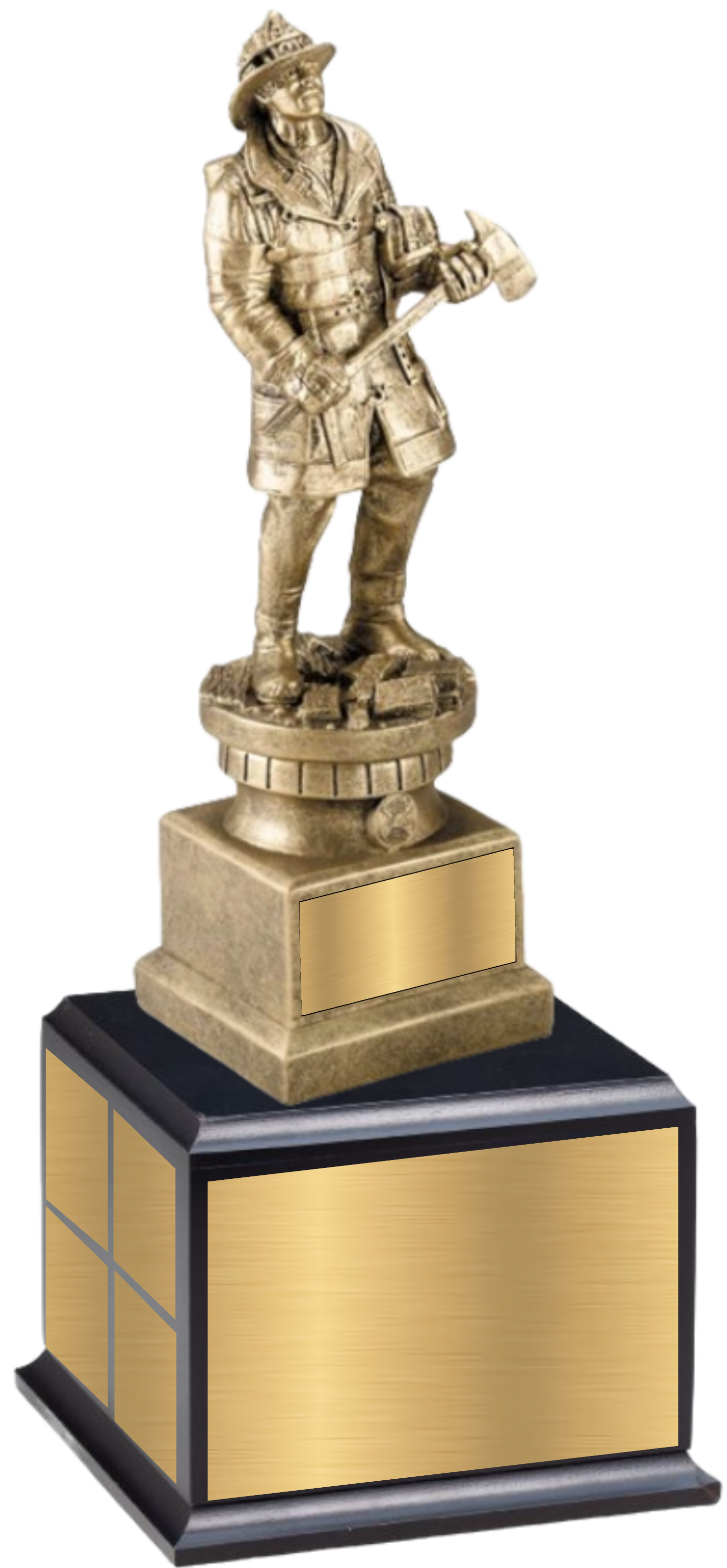 13" Premium Gallery Sculpture Golden American Hero Firefighter Fireman Resin Trophy Award 7