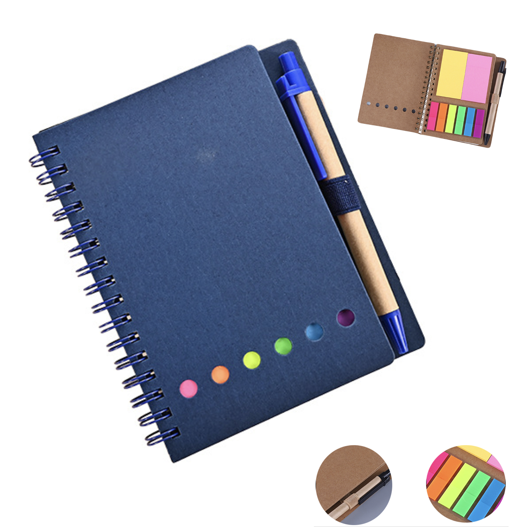 Spiral Notebook Lined Notepad With Pen And Sticky Notes 1