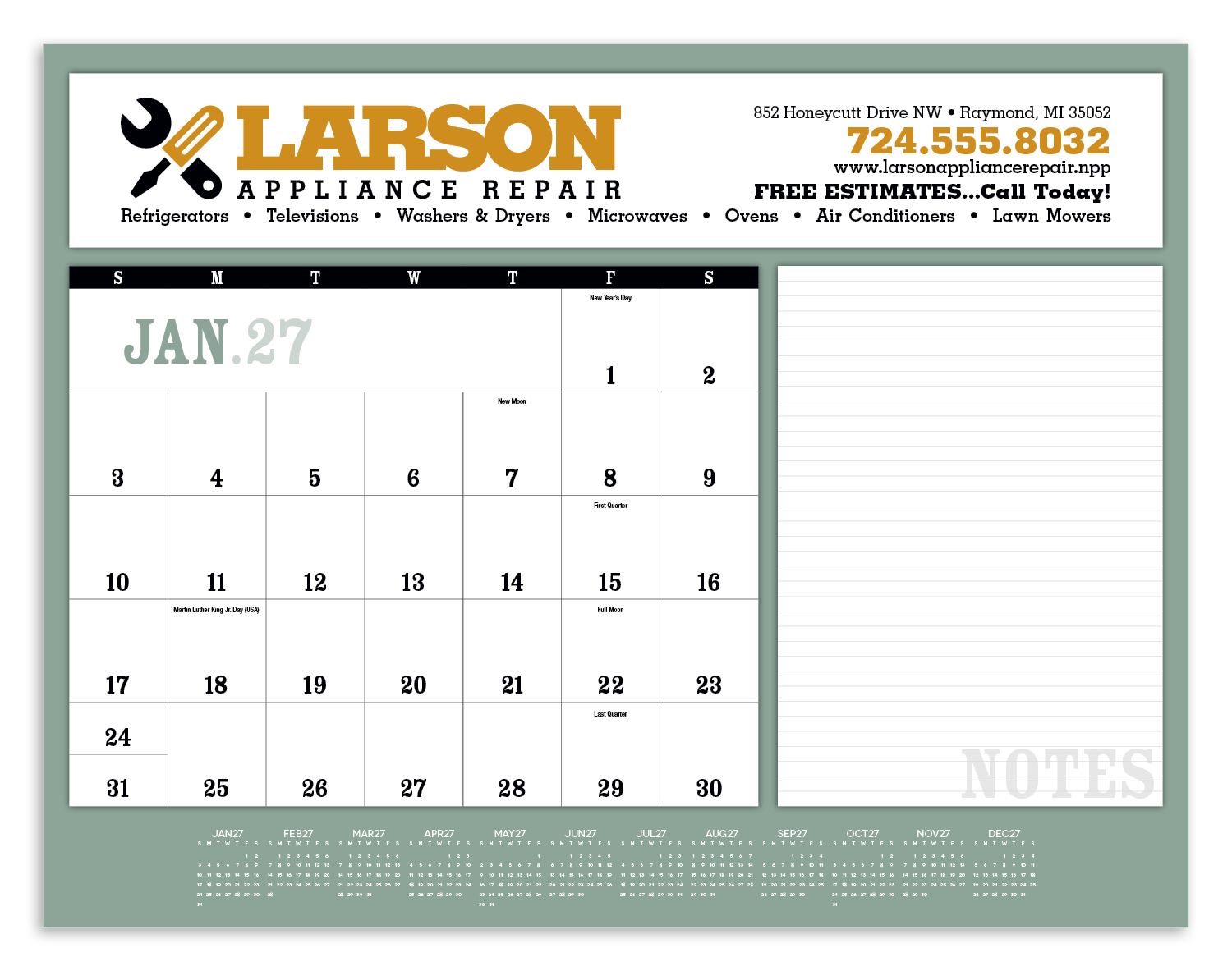 Triumph® Calendars Notes Desk Pad 9