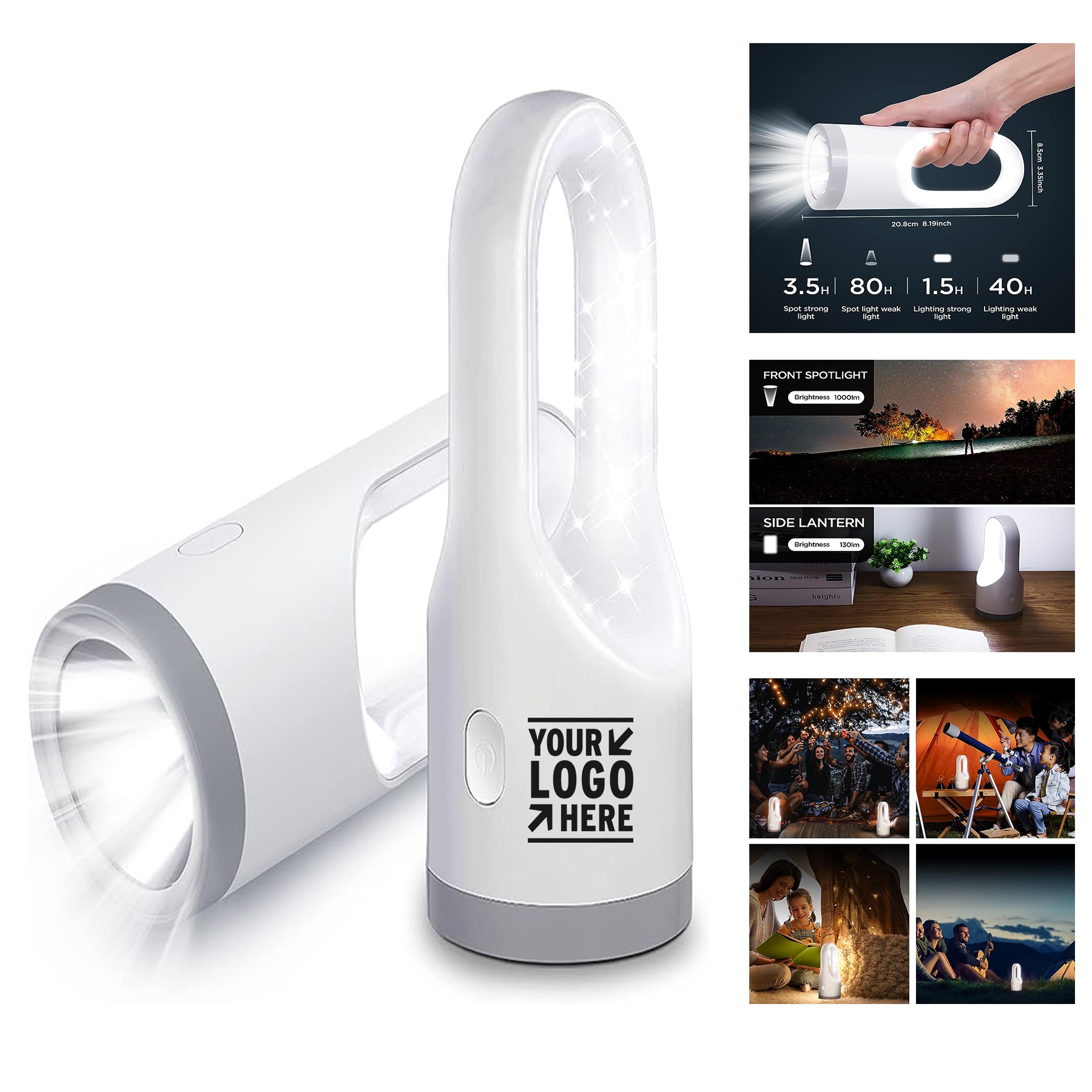 1000 Lumens Rechargeable U-Shape Spotlight Lightweight Waterproof Outdoor LED Handheld Flashlight 3
