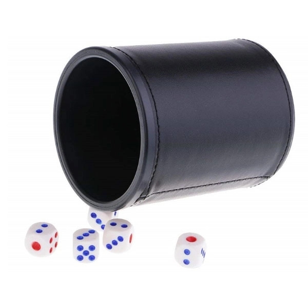 PU Leather Dice Cup Set with 5 Dot Dices 5