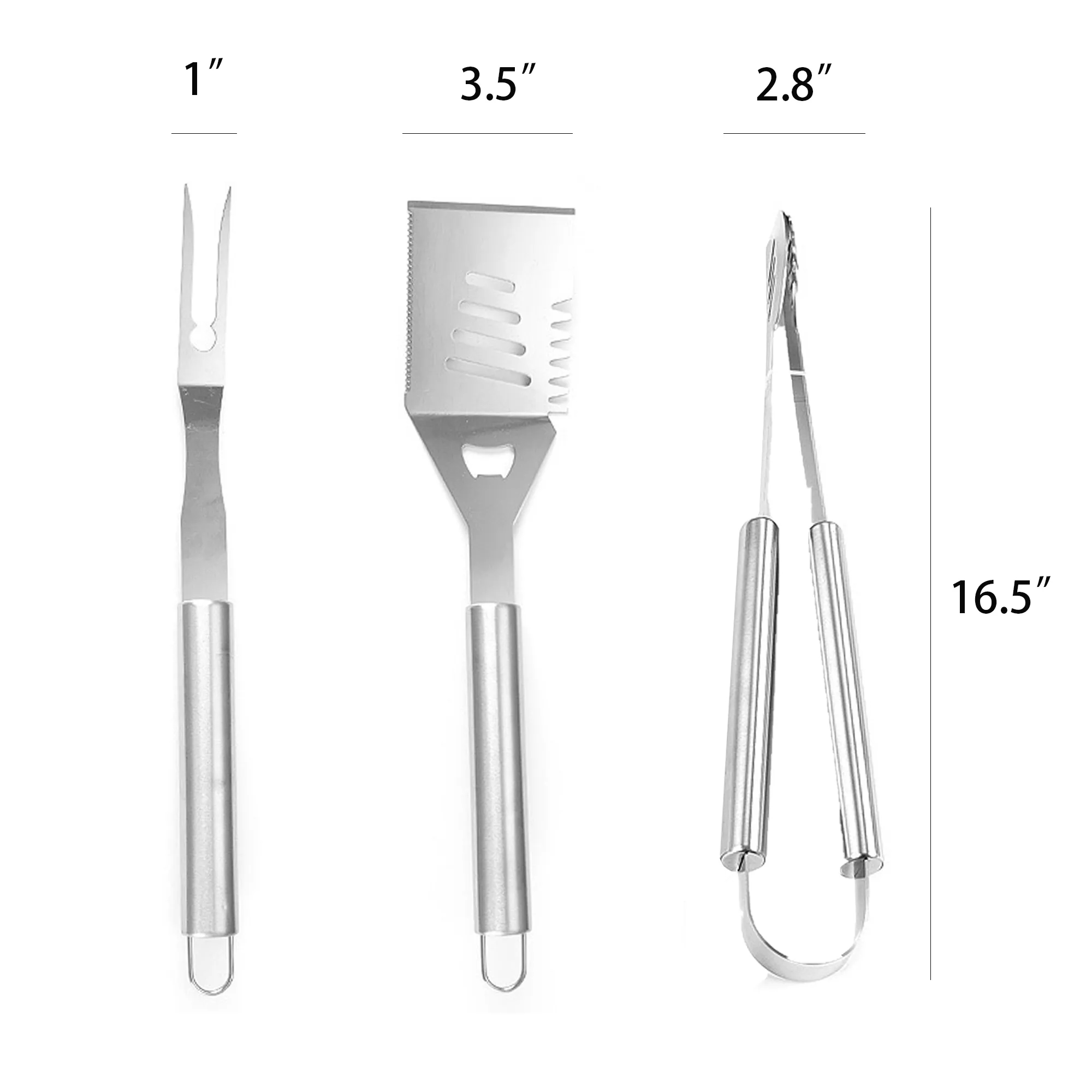 MOQ 12PCS 3-Piece Stainless Steel BBQ Tool Set 3