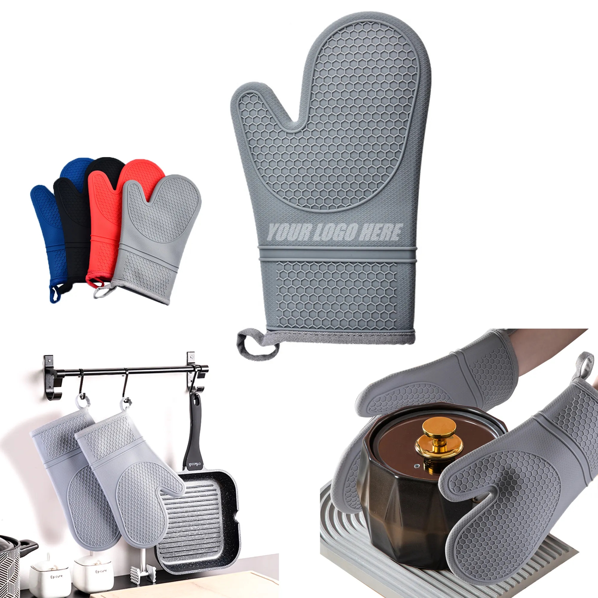 Silicone Oven Mitts Heat Insulation Grilling Cooking Baking