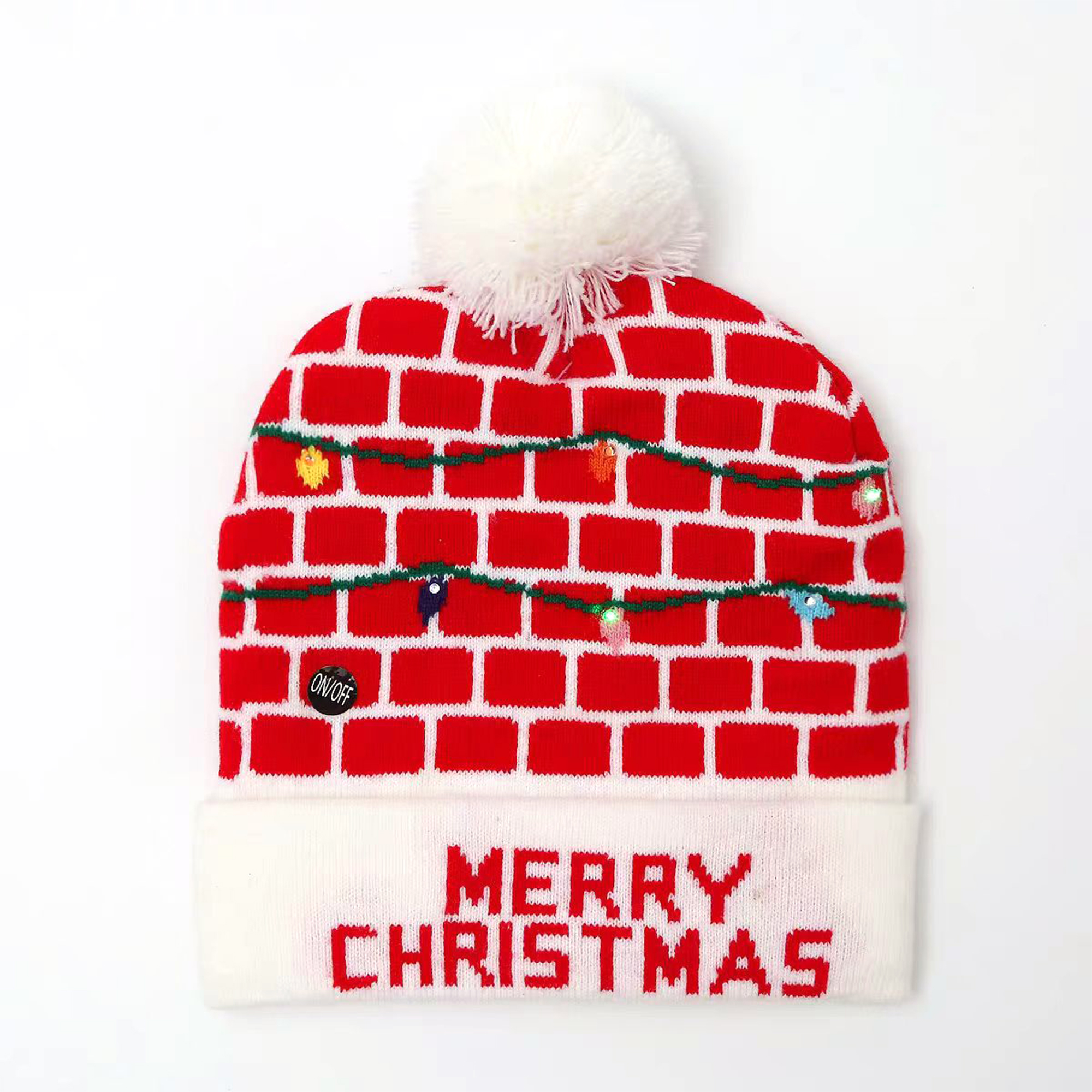 Christmas LED Knitted Beanie Hat With Festive Topper 4