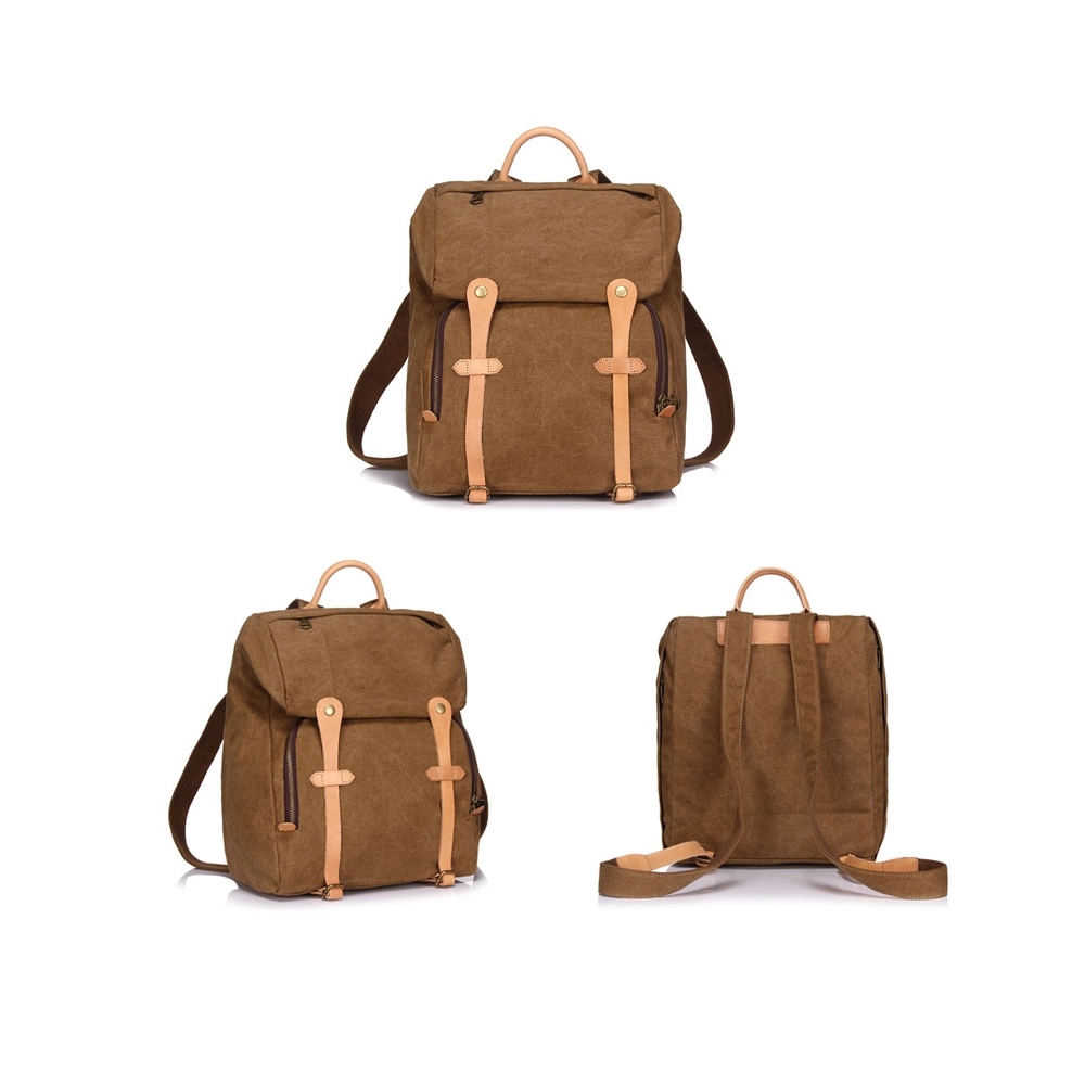 Vintage Waxed Canvas Leather Backpack 6