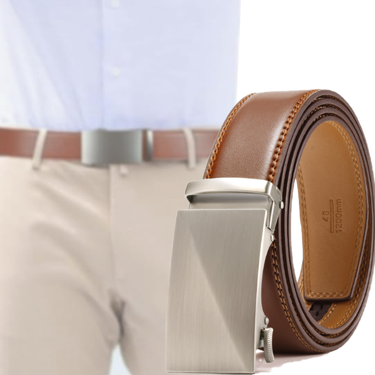 Leather Automatic Buckle Dress Belt 5