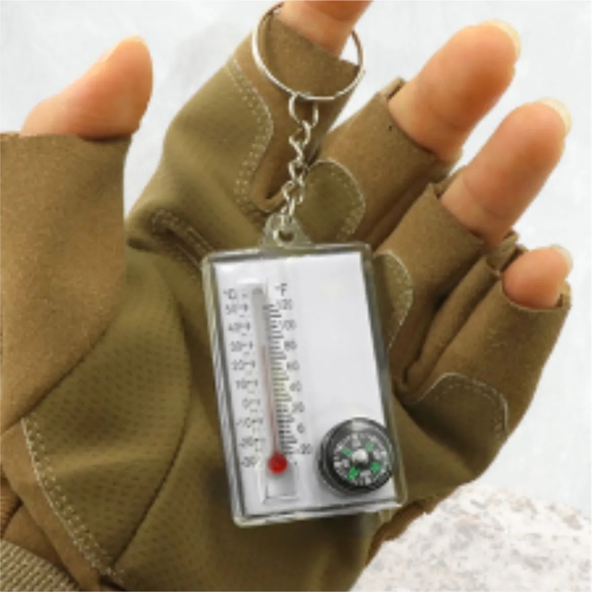 ABS Compass Thermometer Keychain 3