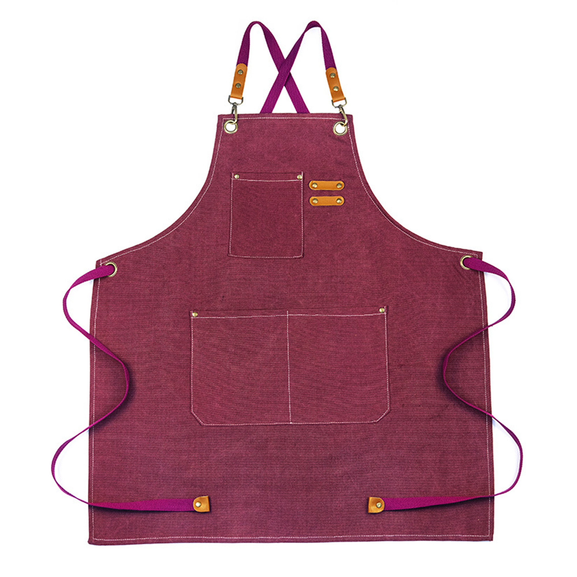 Heavy Duty Canvas Cross Back Apron With Pockets 12