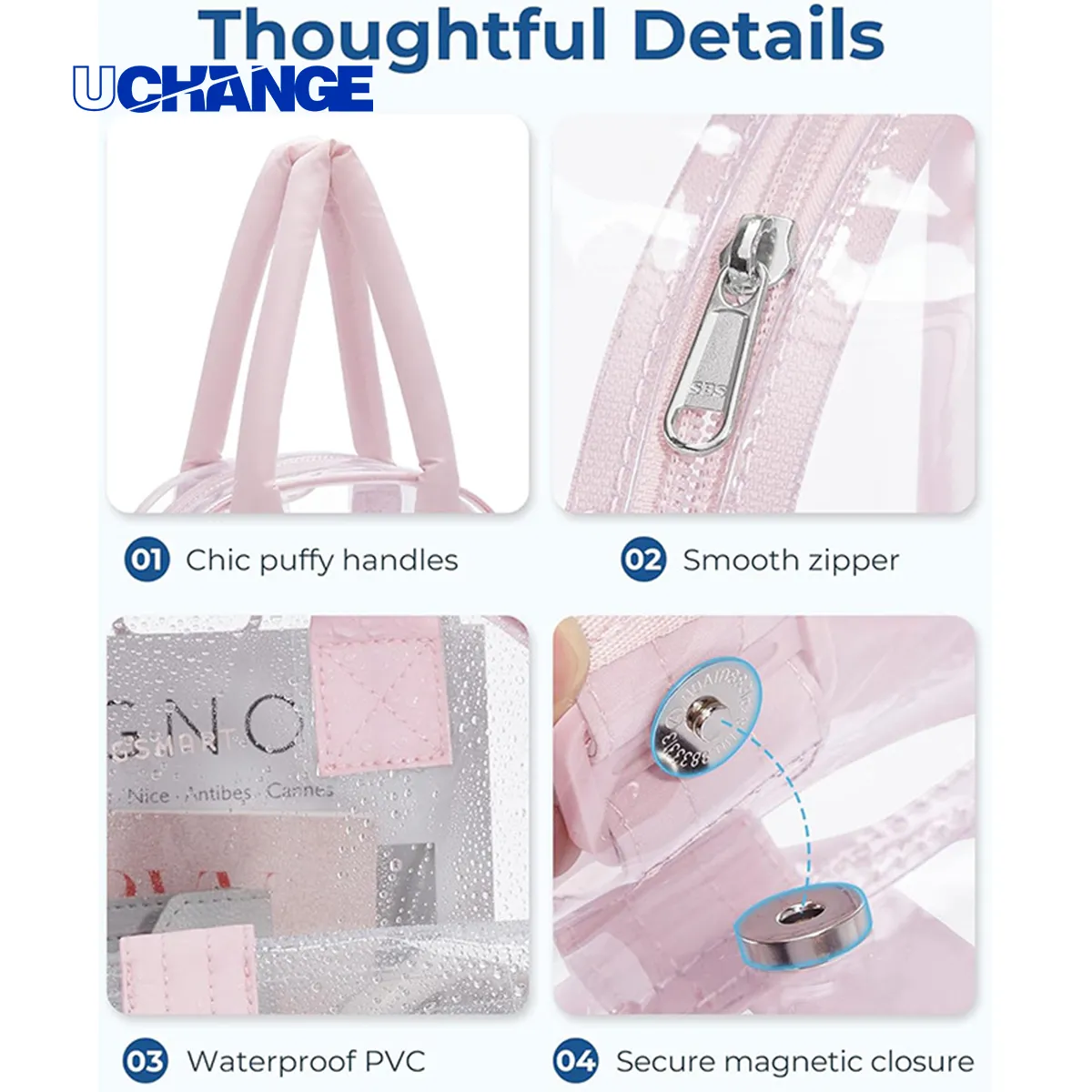 11" x 11" x 5" Clear Stadium Tote With Shoulder Strap 2