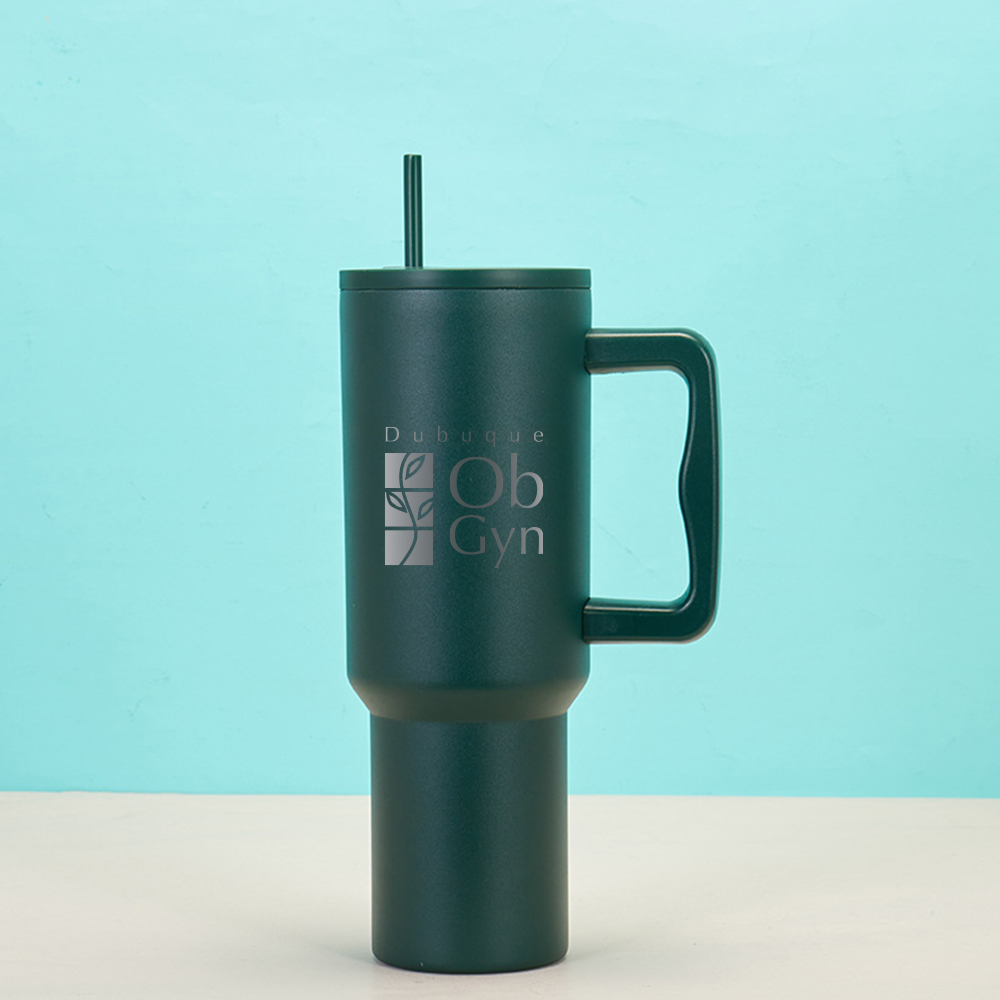 40 OZ Double Walls Stainless Steel Auto Tumbler With Straw And Handle 8