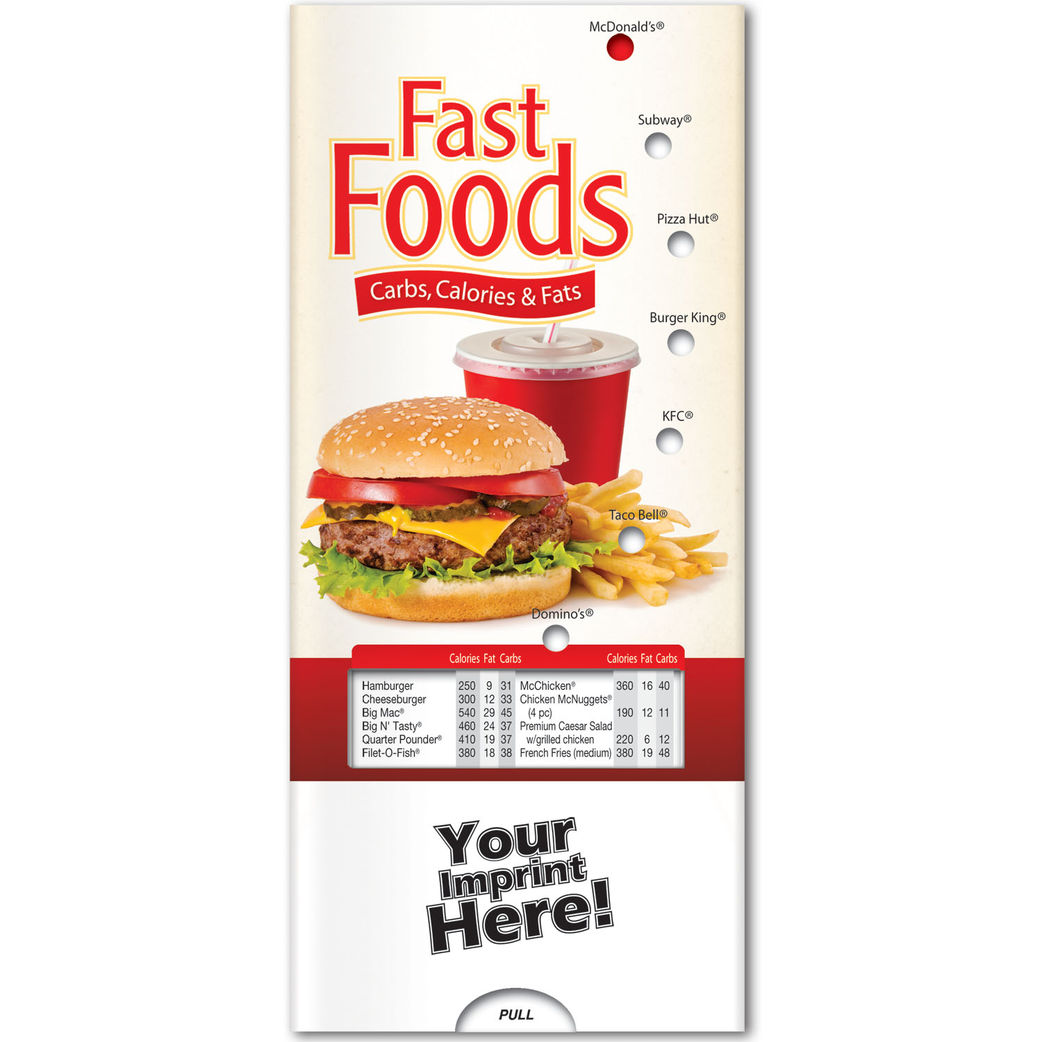 Pocket Slider - Fast Foods: Carbs, Calories, and Fat 2