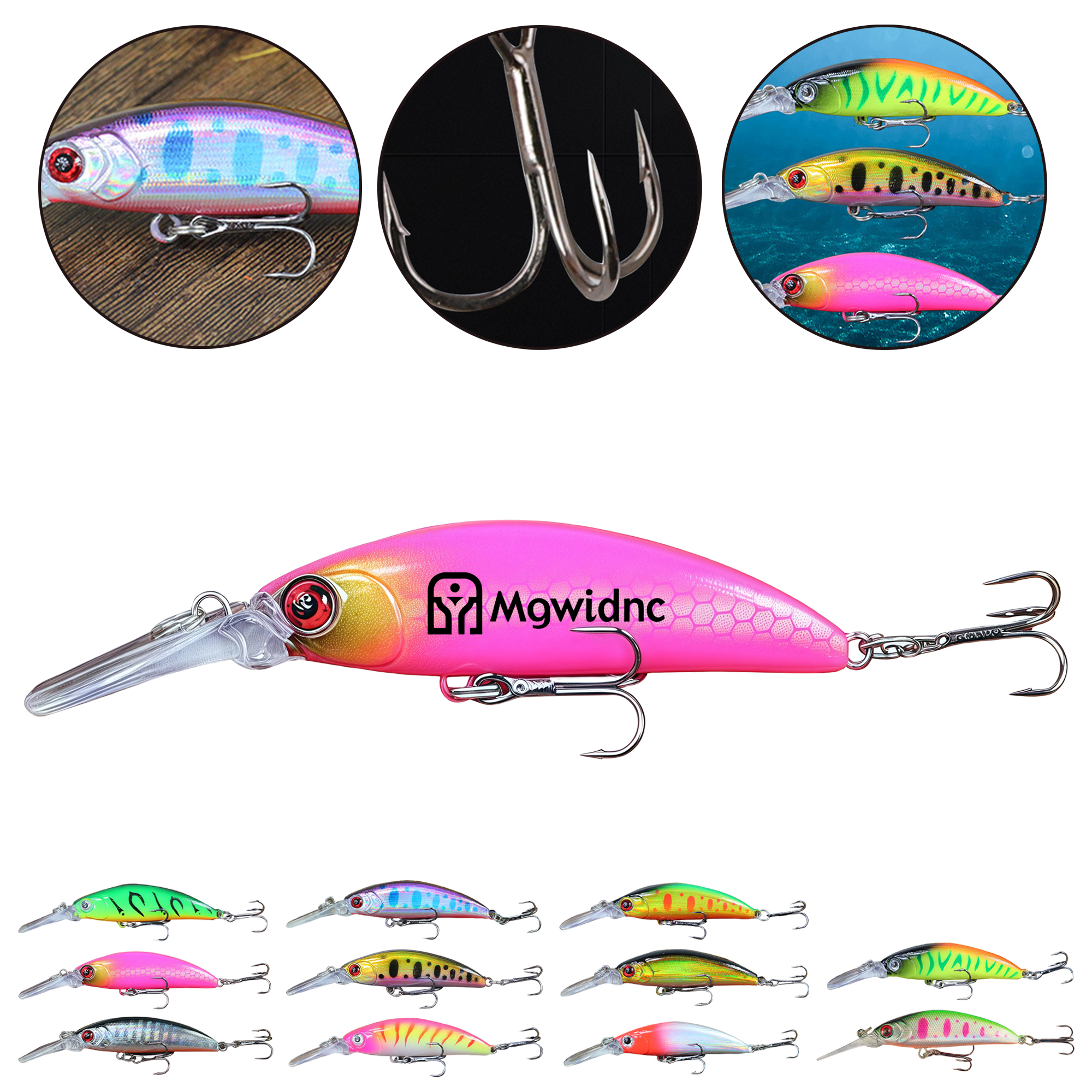 70mm 6g Diving Minnow Hard Lure with Long Lip for Long Casting Bass Pike Fishing 13