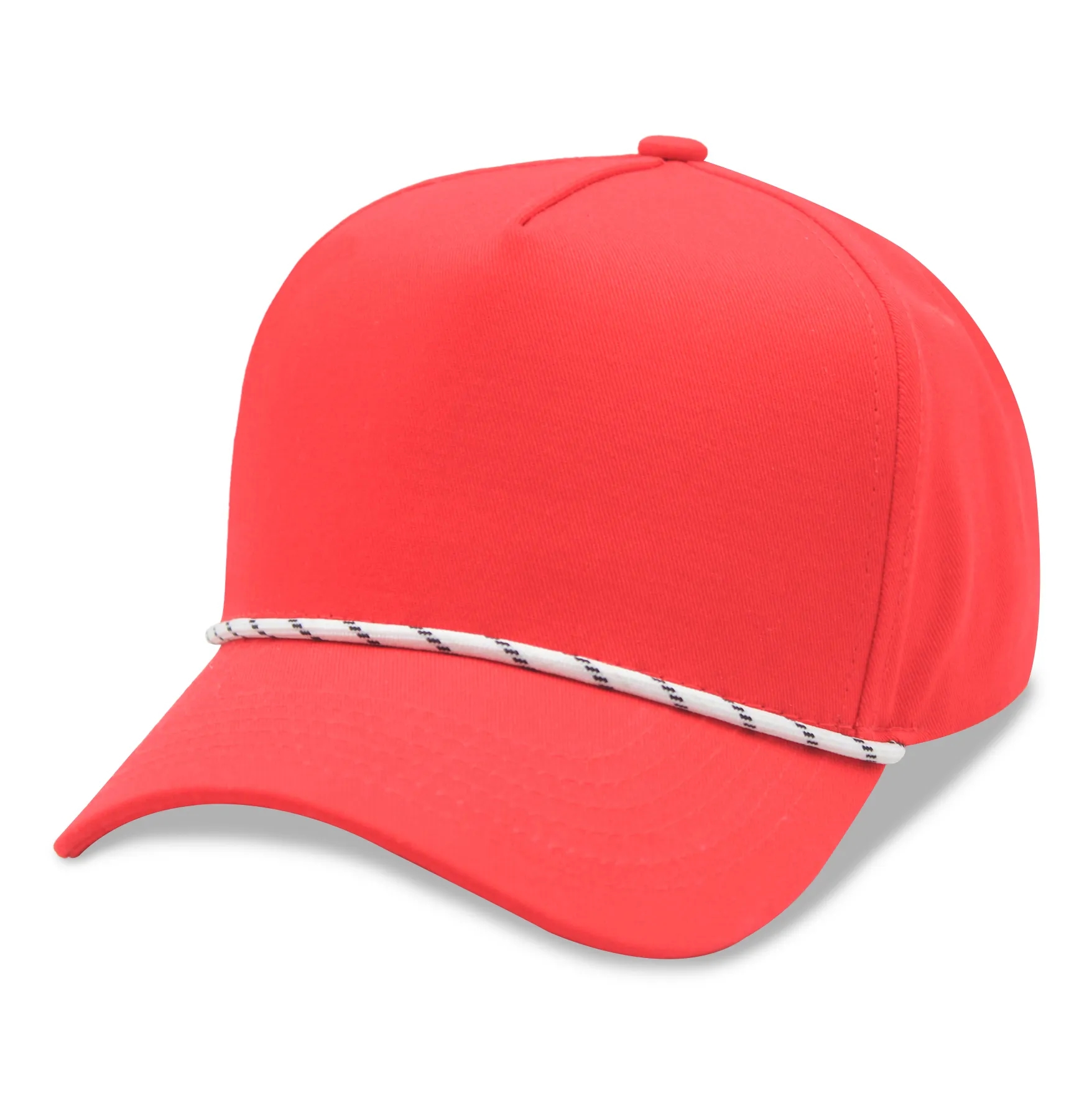 A Frame 5 Panel High Profile Curved Visor Golf Cap w/Rope