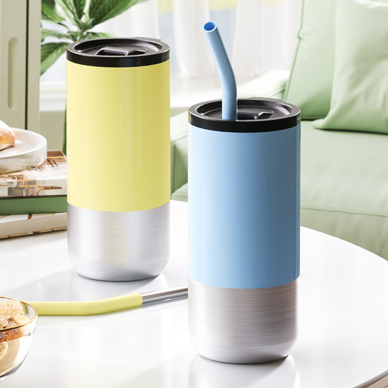 16 Oz Stainless Steel Tumbler Coffee Mug With Lid And Straw 4
