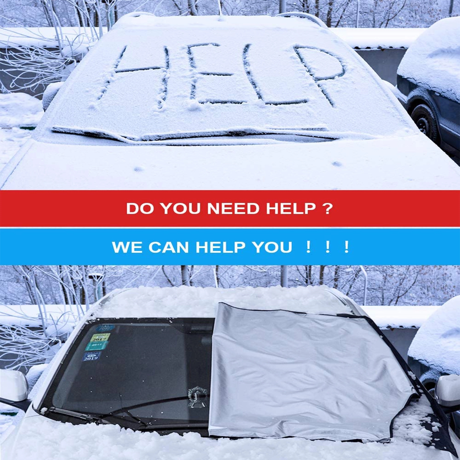 Windshield snow cover with six magnets 4