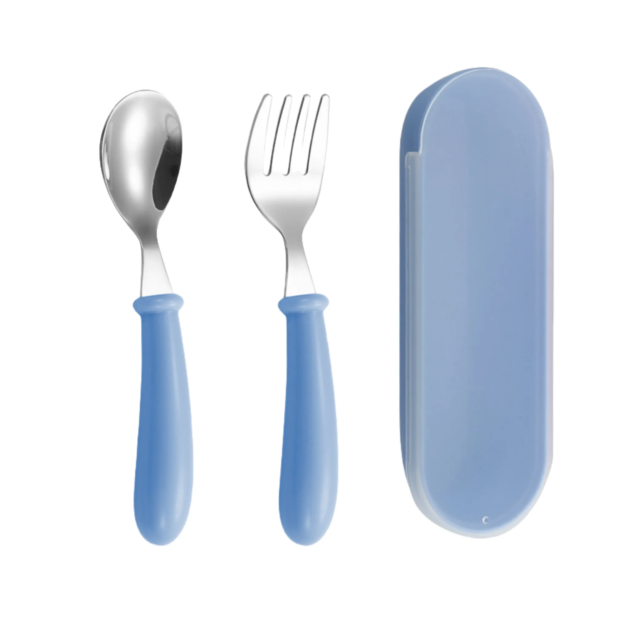 Stainless Steel Children's Spoon, Fork, and Box Three-Piece 3