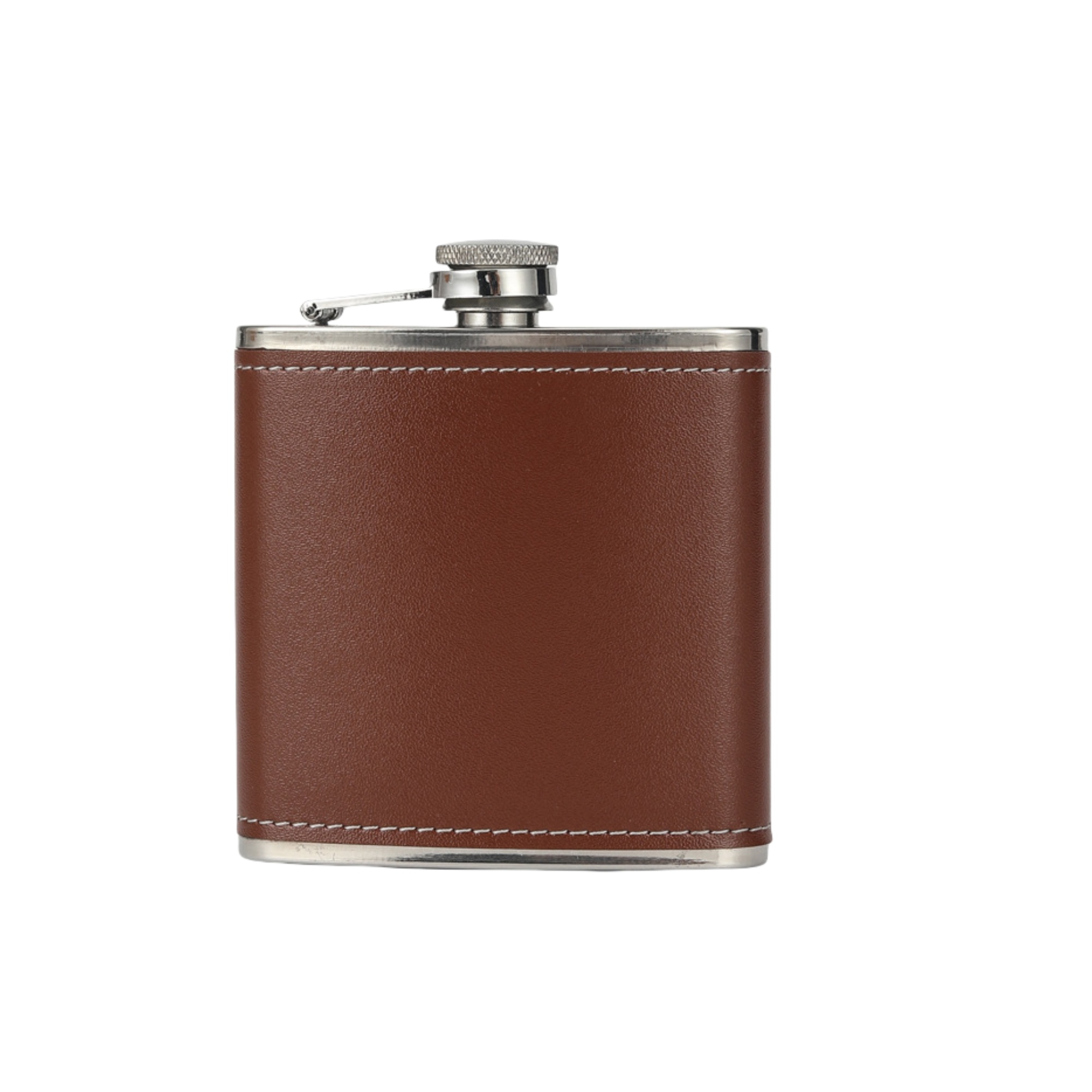 Leather Stainless Steel Pocket Hip Flask 6oz 6