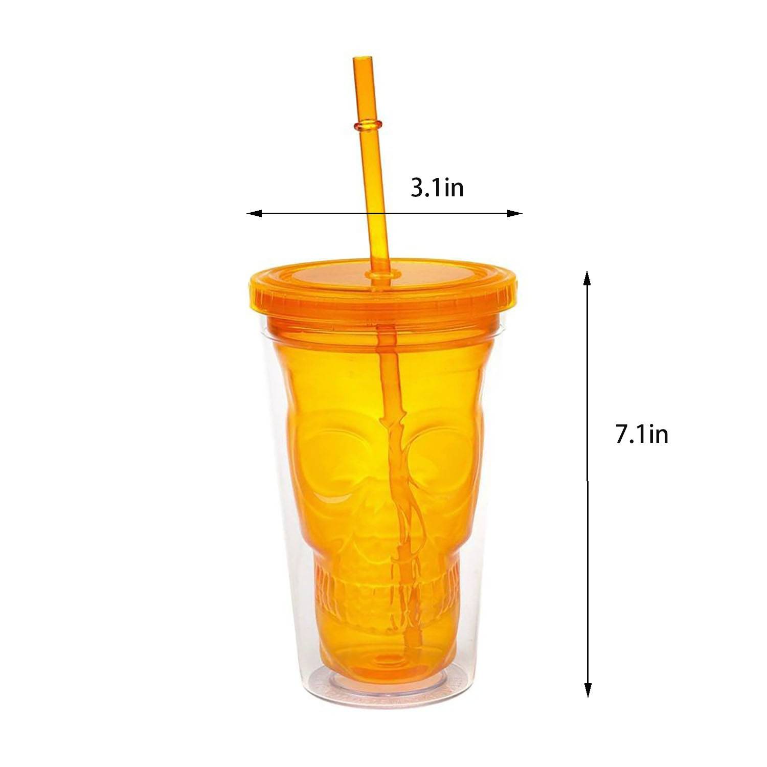 12oz LED Light Up Halloween Skeleton Straw Cup 6
