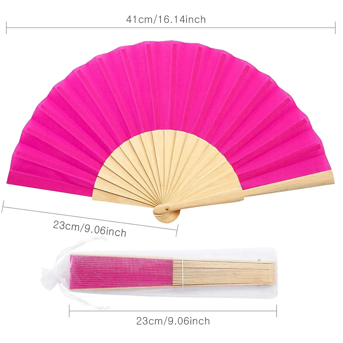 Custom 9 inches Bamboo Paper Folding Hand Held Fan 3