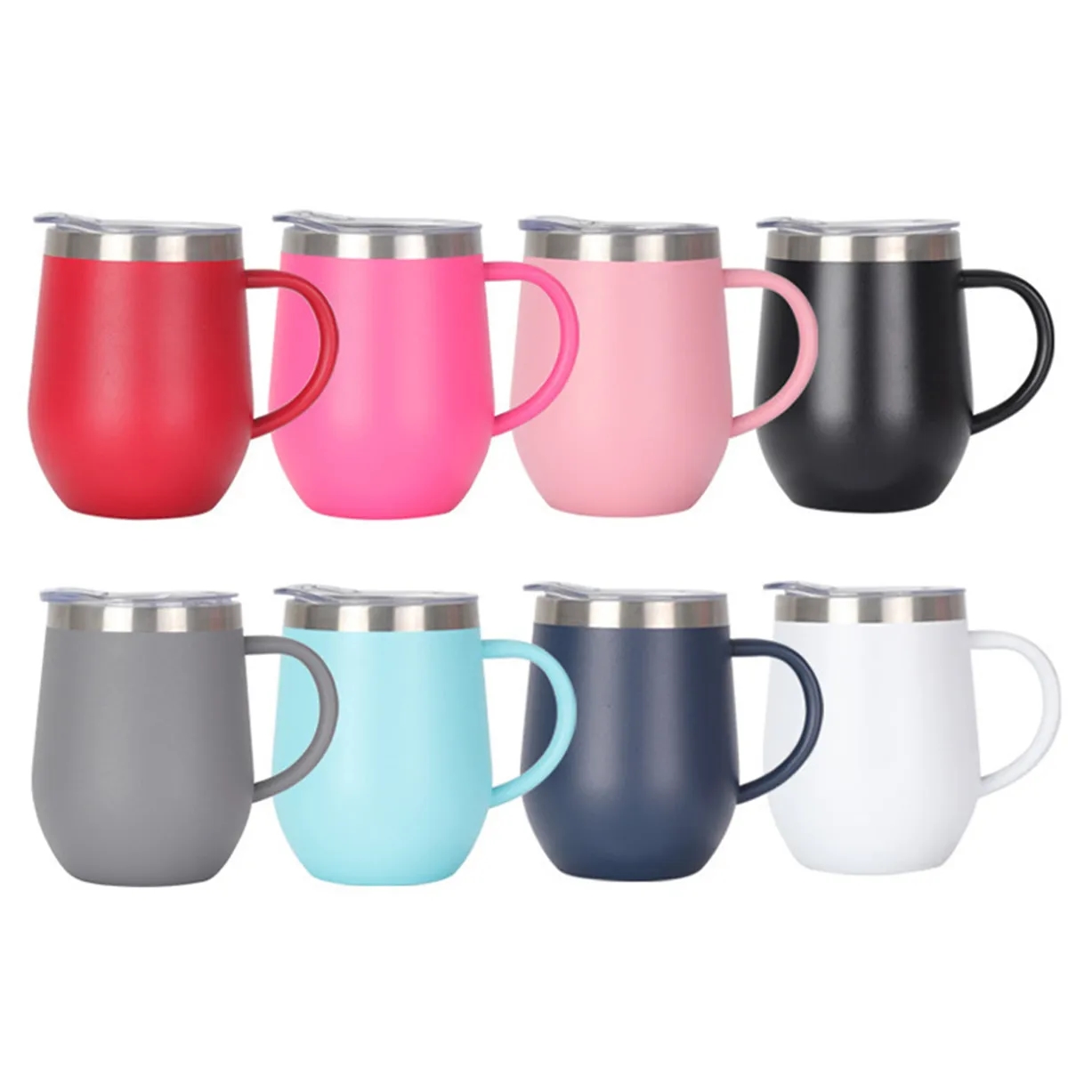 12oz. Insulated Double Wall Vacuum Coffee Mug W/ Handle Lid 4