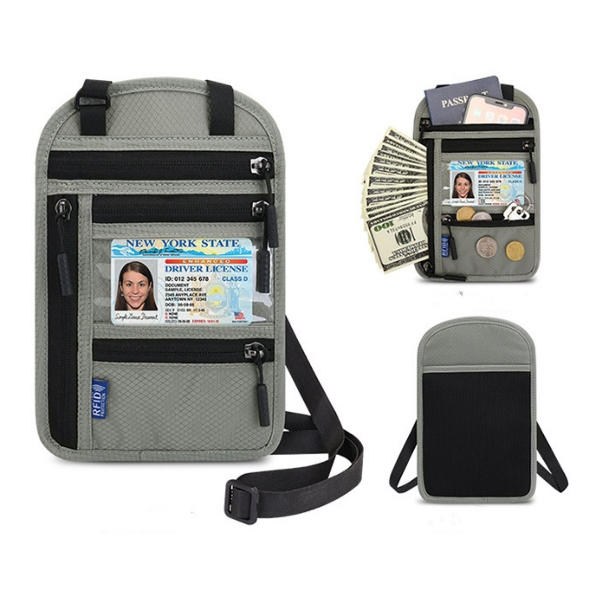 Neck Travel Wallets With RFID Blocking 5