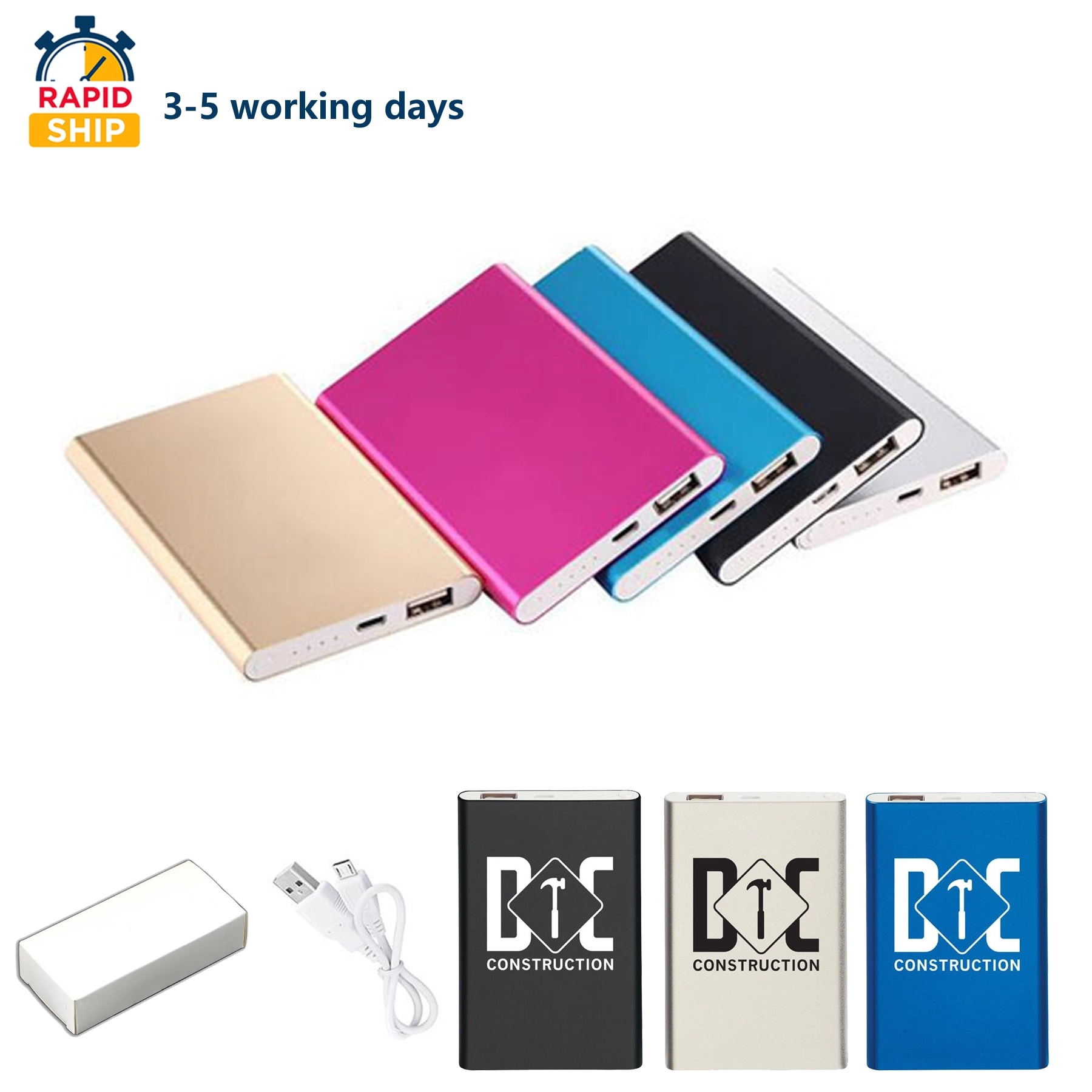 Rapid Ship Slim Aluminum Universal Power Bank 5000mAh 4