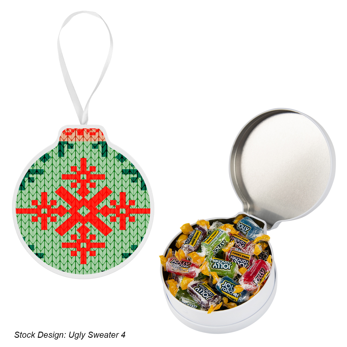 FULL COLOR ORNAMENT TIN WITH CANDY 15
